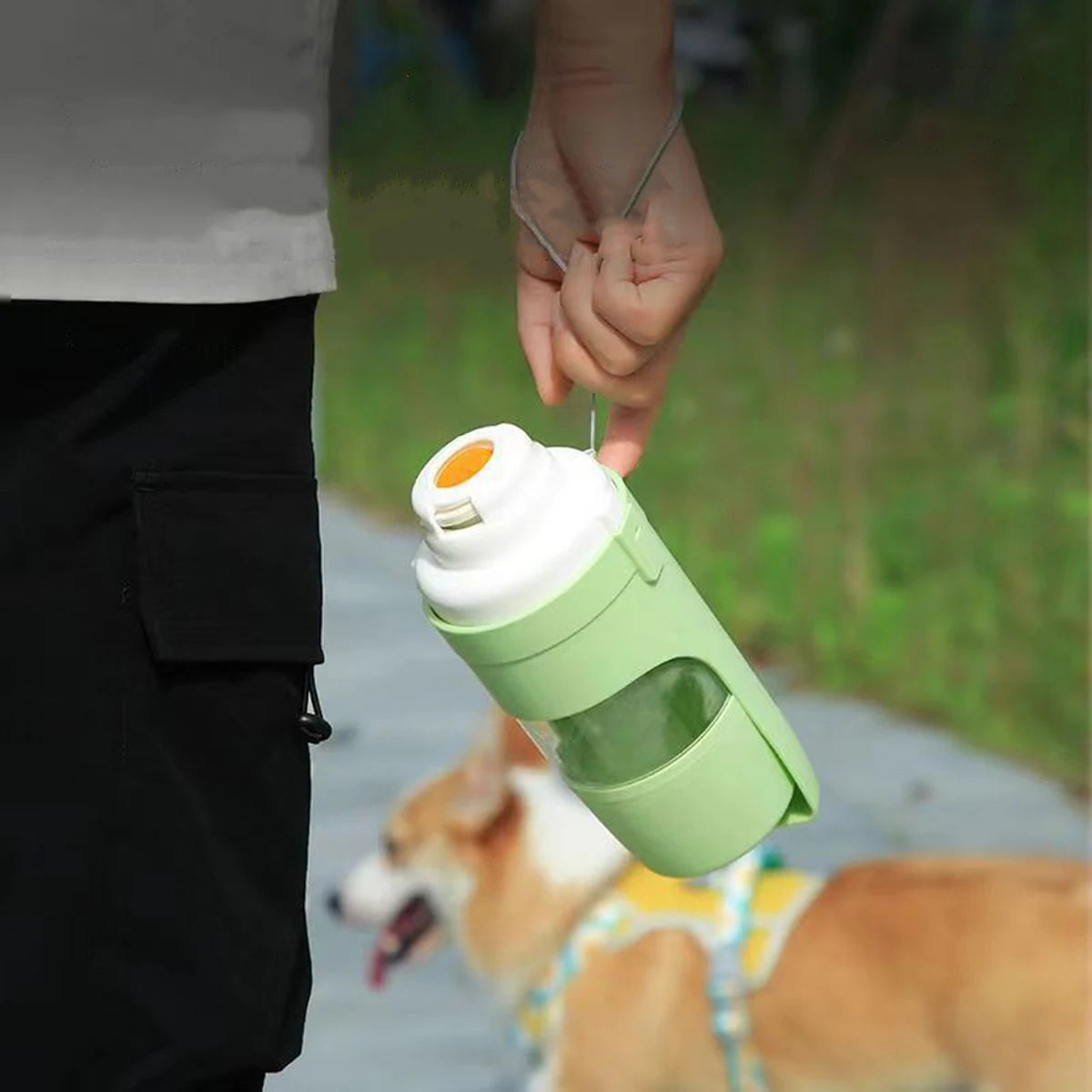 ZENVIPAW 2-in-1 Portable Pet Water & Food Bottle