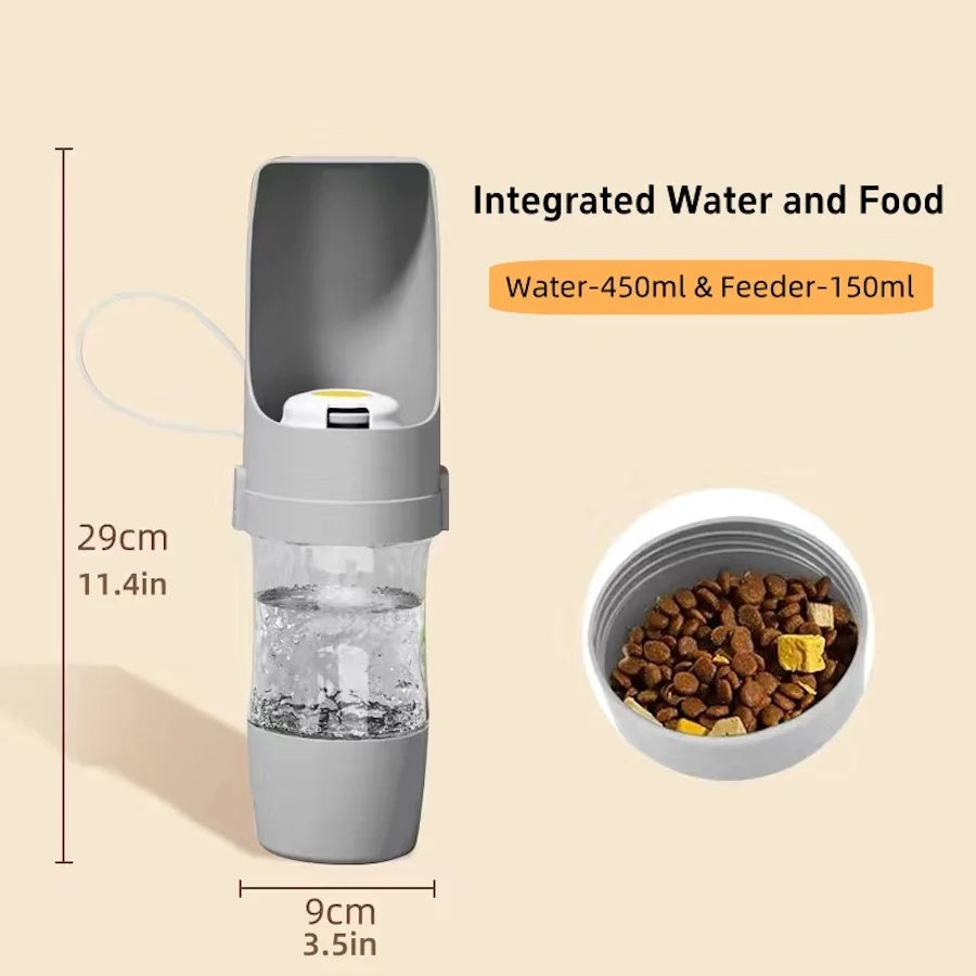 ZENVIPAW 2-in-1 Portable Pet Water & Food Bottle